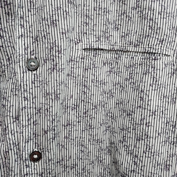 John Varvatos Linen Blend Striped Roll Up Long Sleeve Shirt, M - Picture 2 of 7